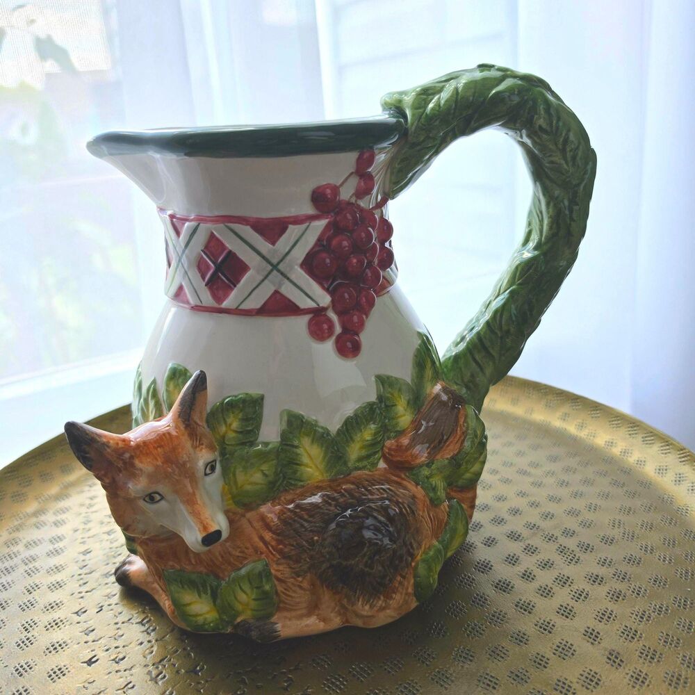 Noritake Royal Hunt 3930 Fox Pitcher | Festive Holiday Fall Tabletop Decor